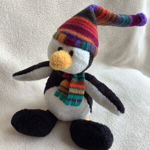 Lord & Taylor Plush Penguin in Multicolour Hat and Scarf Stuffed Animal Toy READ